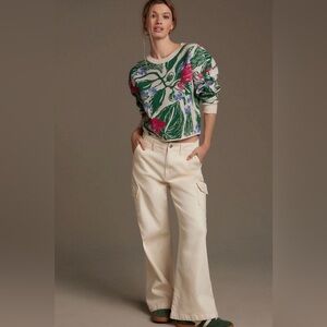 Anthropologie Maeve Floral Sweater - Green, Red, Blue